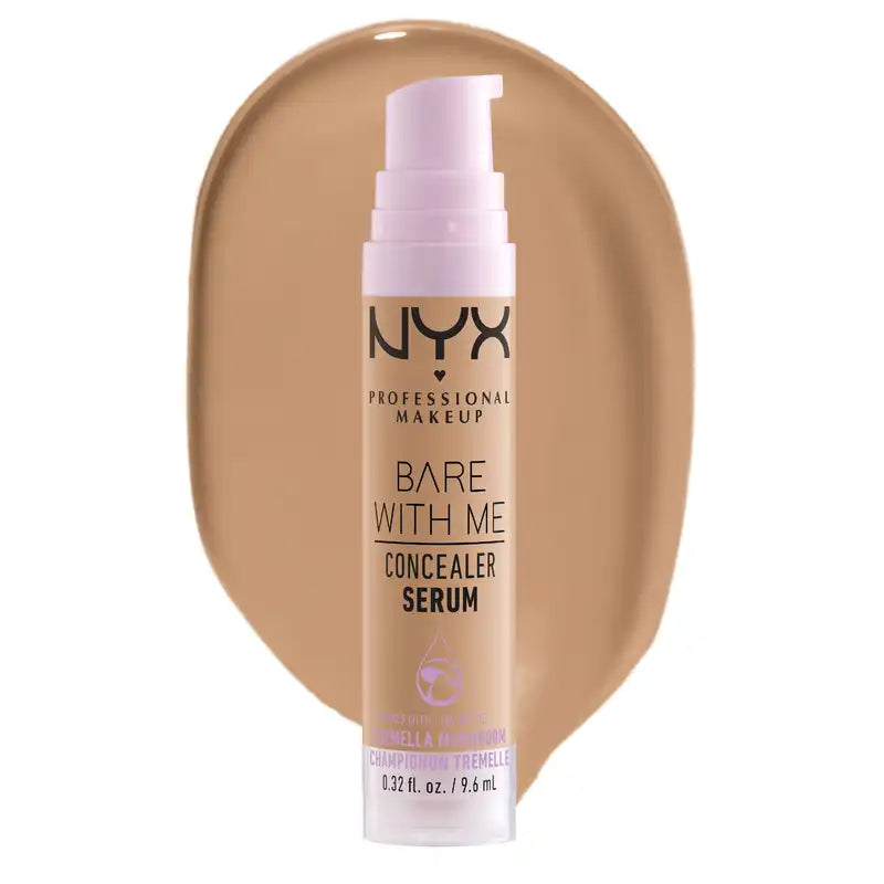 Nyx Bare With Me Serum Concealer, Tom Médio. Fórmula vegana. Disponível em 12 tonalidades. 9,6 ml