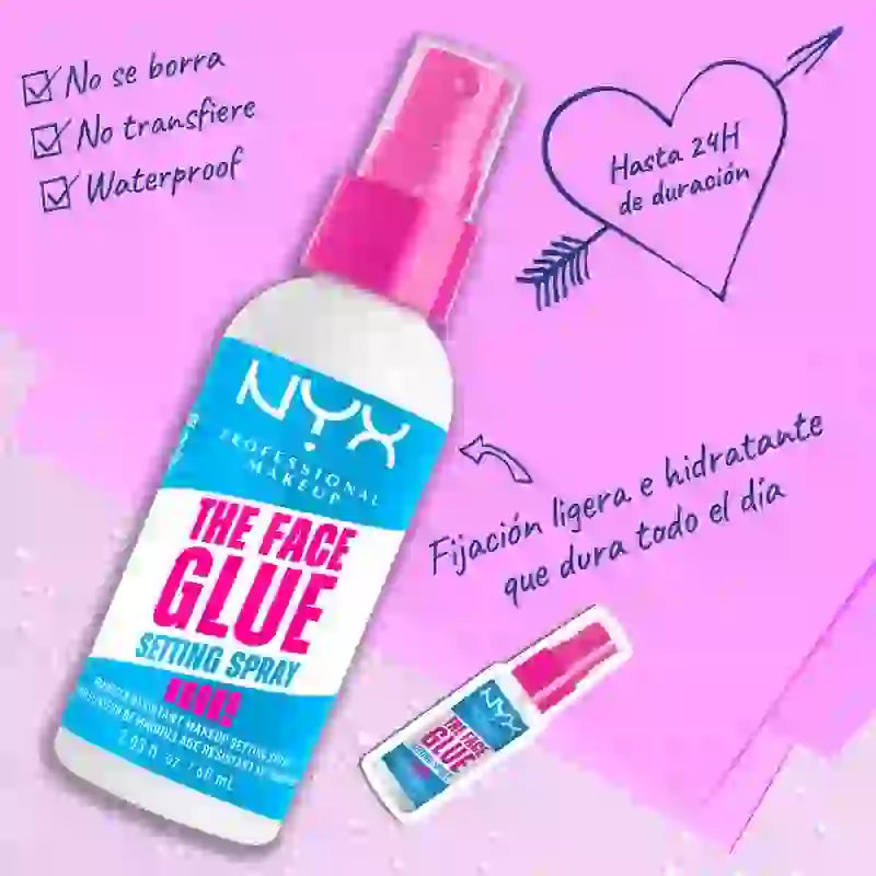 Nyx Face Glue Setting Spray, Spray Fixador Resistente de Longa Duração , 60 ml
