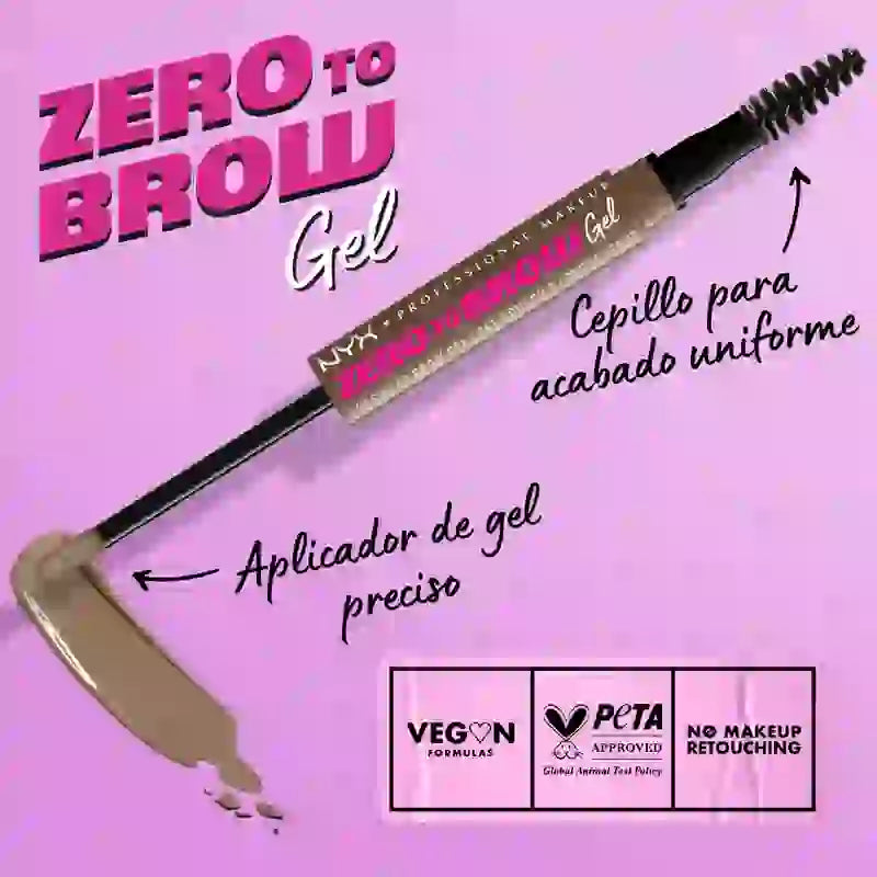 Nyx Long Lasting Brow Filler Gel Zero To Brow. Sombra Ash Brown. , 1 unid.