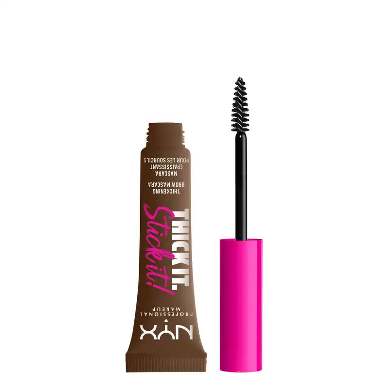 Máscara Nyx Thick It Stick It. Longa duração. Acabamento natural. Tonalidade morena, 7 ml