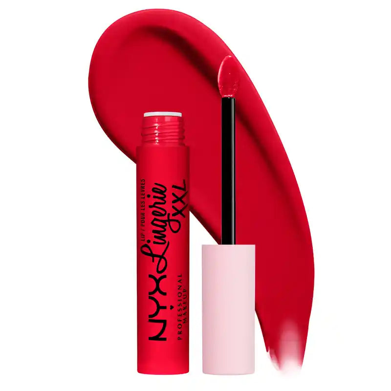 Nyx Lipstick Lip Lingerie Xxl Fuego Cobertura 100% mate de longa duração, tonalidade indomável, 4 ml