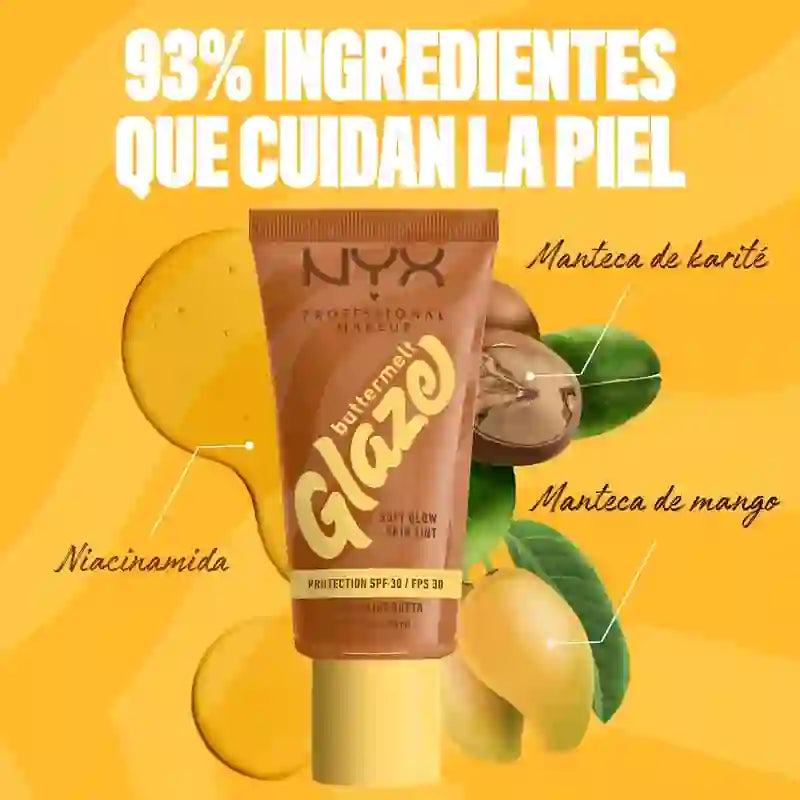 Nyx Skin Tint Buttermelt Glaze Soft Glow + Protection Spf/Fps 30 , 30 ml