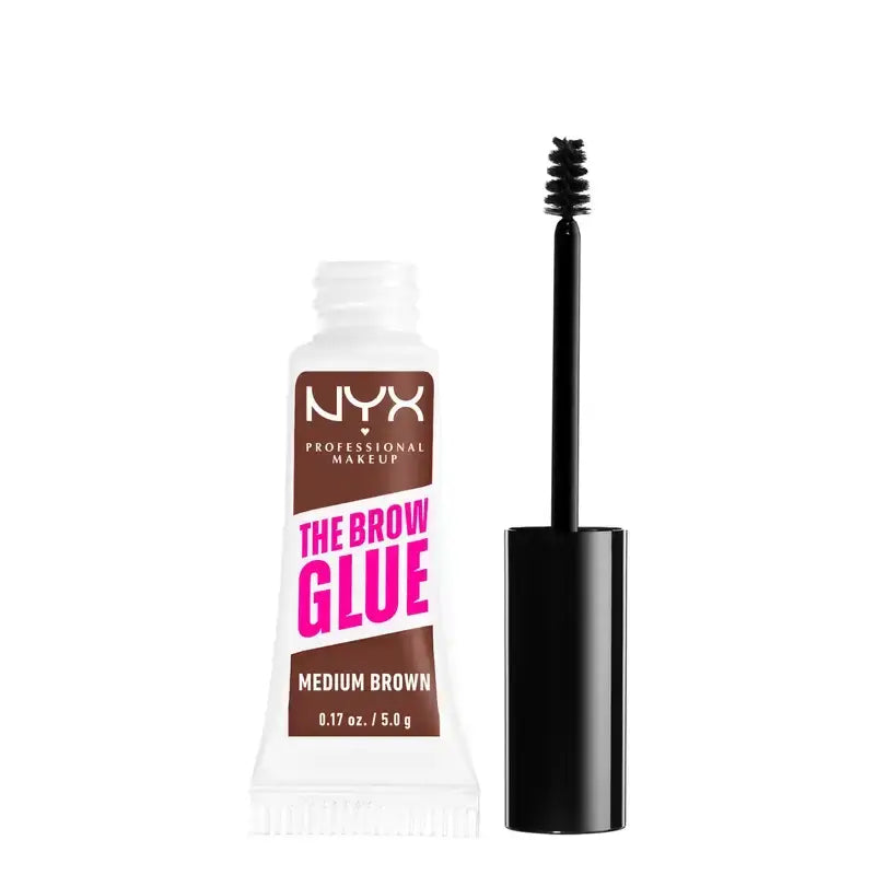 Nyx The Brow Glue, Gel para Sobrancelhas de Longa Duração, Tom 02 Castanho Médio , 5 gr