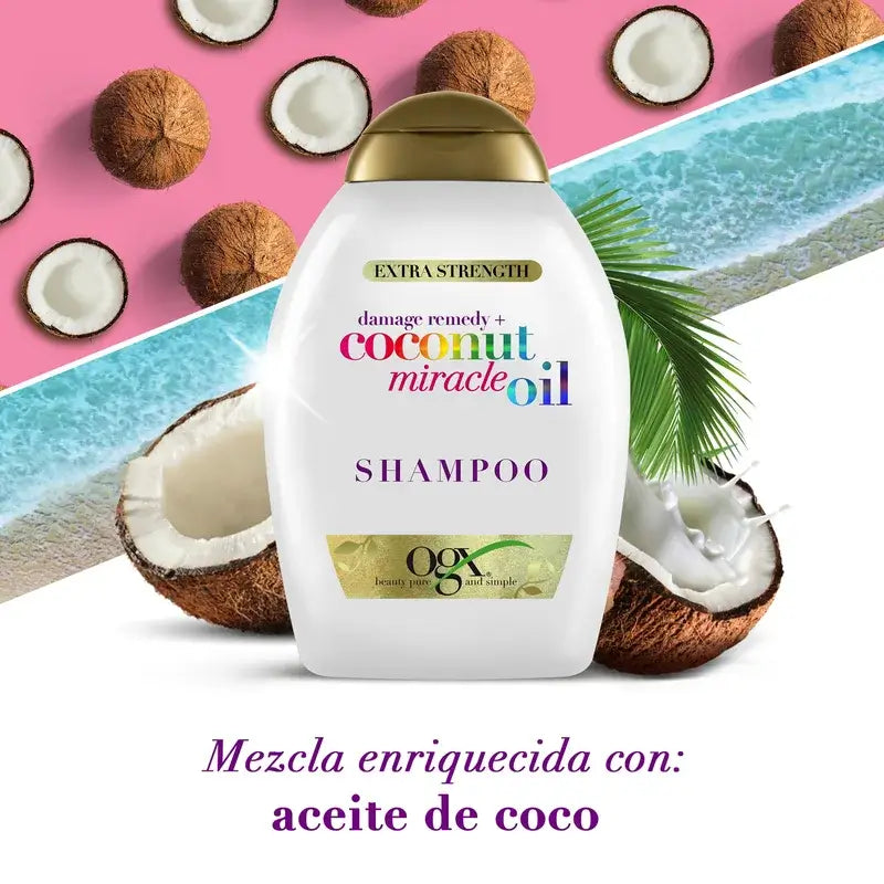 OGX Óleo de Coco Milagroso Condicionador de Força Extra, Repara e Reaviva o Cabelo Danificado 385 ml