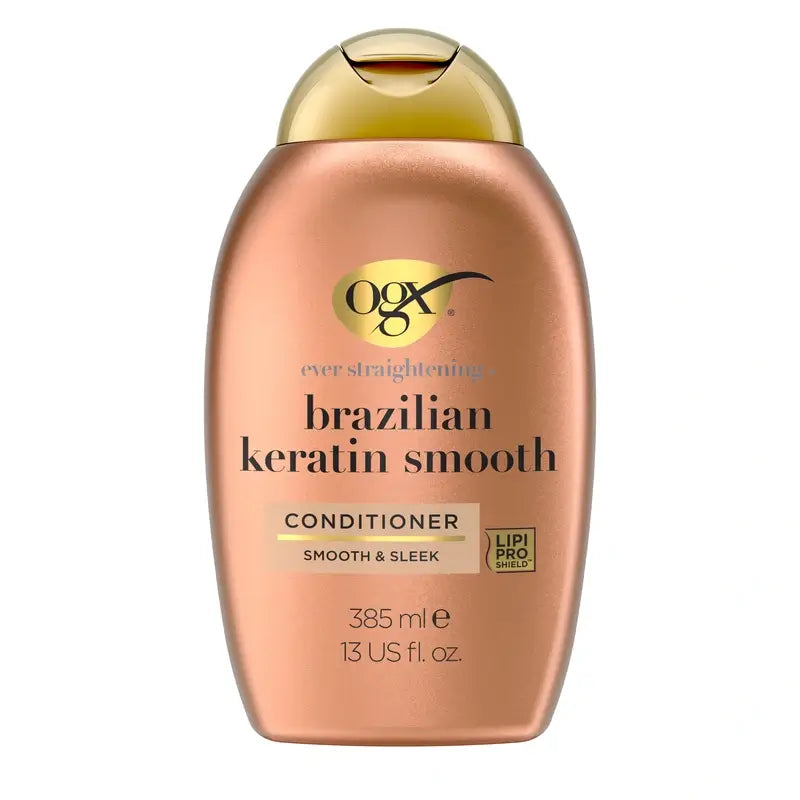 OGX Brazilian Keratin Conditioner, para cabelos ondulados ou encaracolados, suaviza, fortalece e hidrata, 385ml