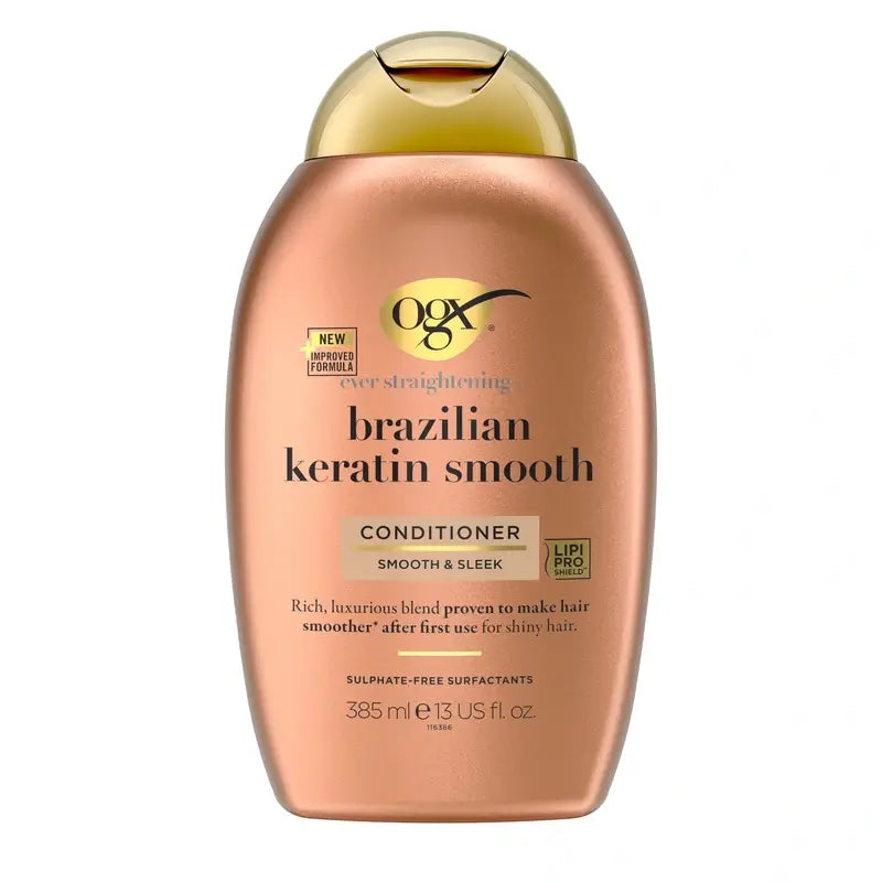 OGX Brazilian Keratin Conditioner, para cabelos ondulados ou encaracolados, suaviza, fortalece e hidrata, 385ml