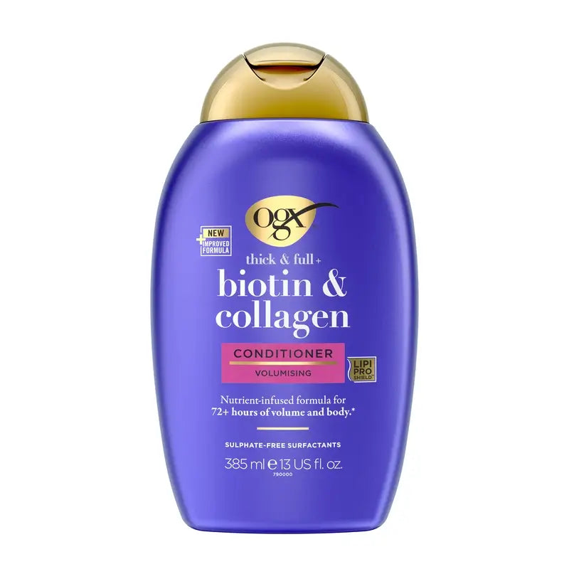 Condicionador OGX Sem Sulfatos, Biotina e Colagénio, Cabelo Volumoso e Saudável, 385 ml