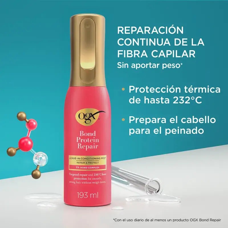 Ogx Bond Repair Leave-In Conditioner, Spray de Proteção Térmica, Reparação do Cabelo, 193 Ml