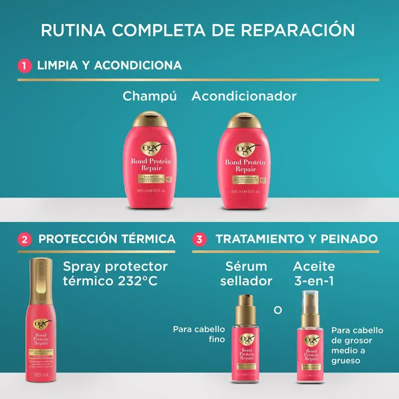 Ogx Bond Repair Leave-In Conditioner, Spray de Proteção Térmica, Reparação do Cabelo, 193 Ml