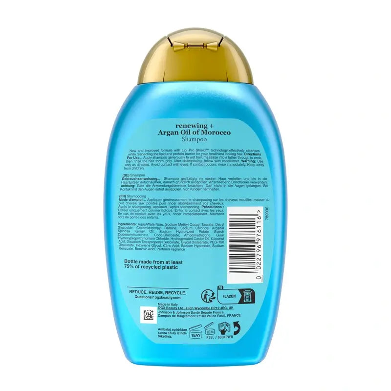 OGX Champô Óleo de Argan Marroquino, Cabelos Secos e Danificados, 385 ml