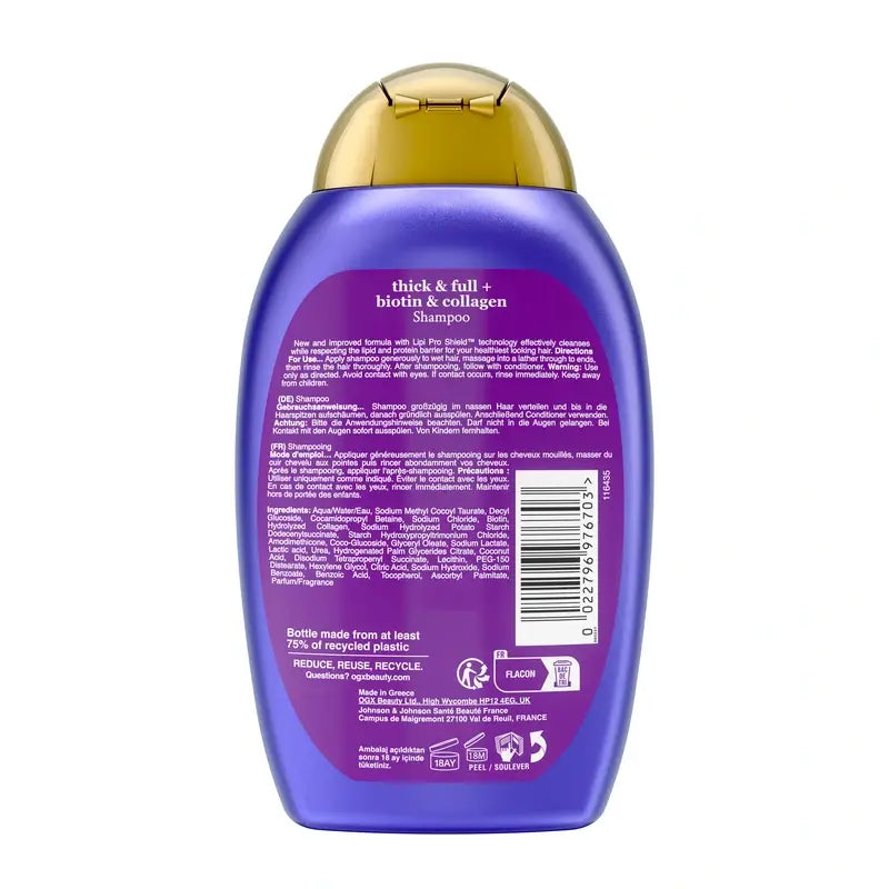 OGX Champô Biotina & Colagénio, Cabelo Fino, 385 ml