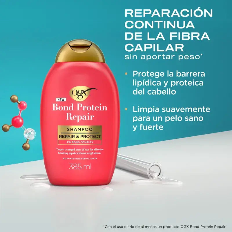 Ogx Bond Repair Champô, Champô Reparador, Champô Reparador de Cabelo Sem Sulfatos, 385 ml