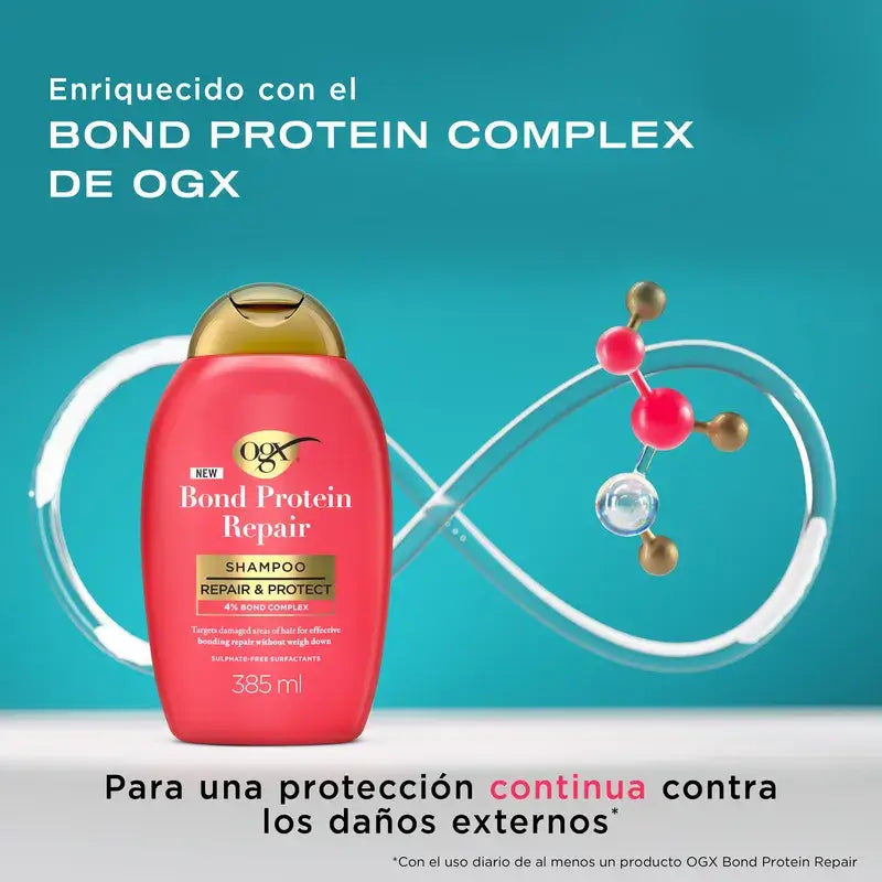 Ogx Bond Repair Champô, Champô Reparador, Champô Reparador de Cabelo Sem Sulfatos, 385 ml