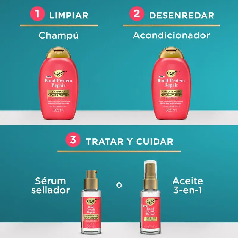 Ogx Bond Repair Champô, Champô Reparador, Champô Reparador de Cabelo Sem Sulfatos, 385 ml