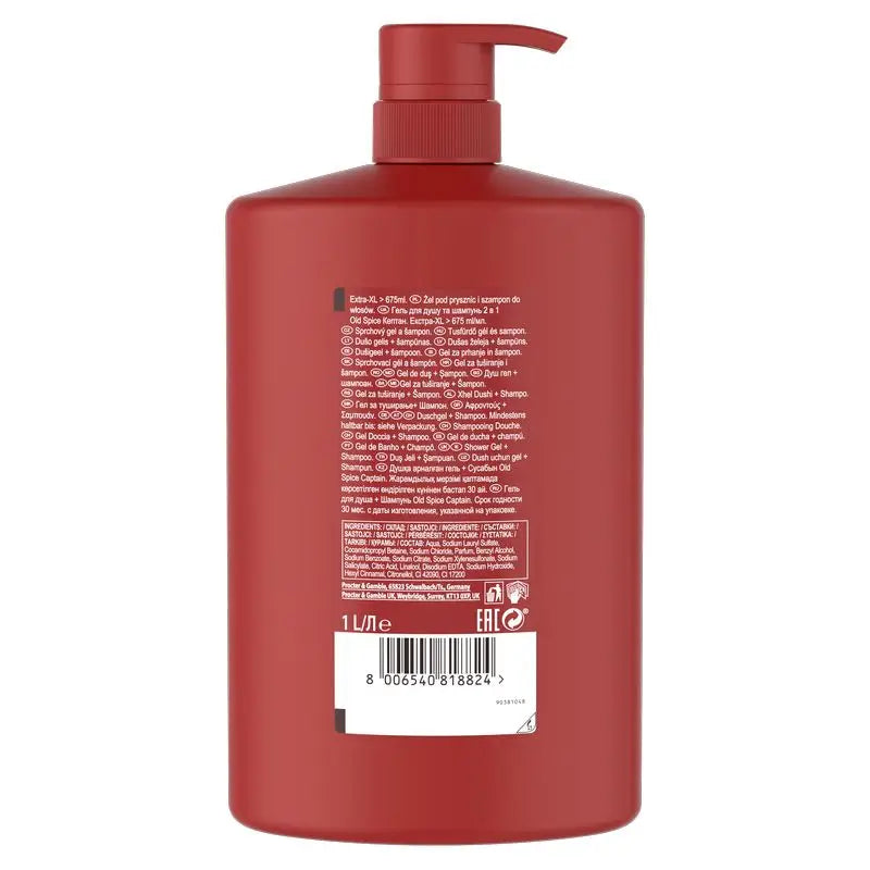 Old Spice Gel de Duche e Champô Capitão 1000Ml