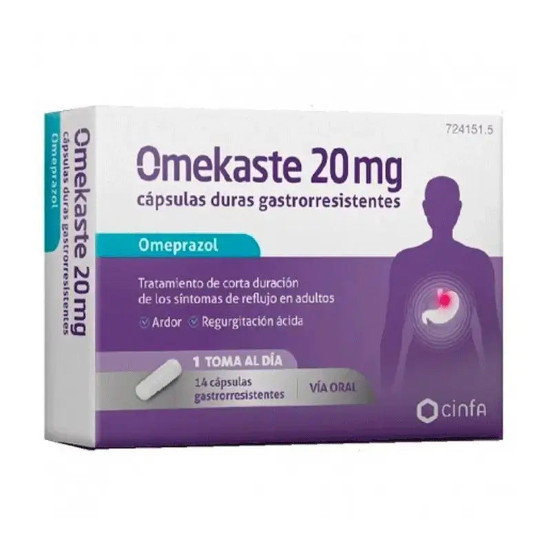 Omekaste 20 mg Blister, 14 cápsulas gastro-resistentes