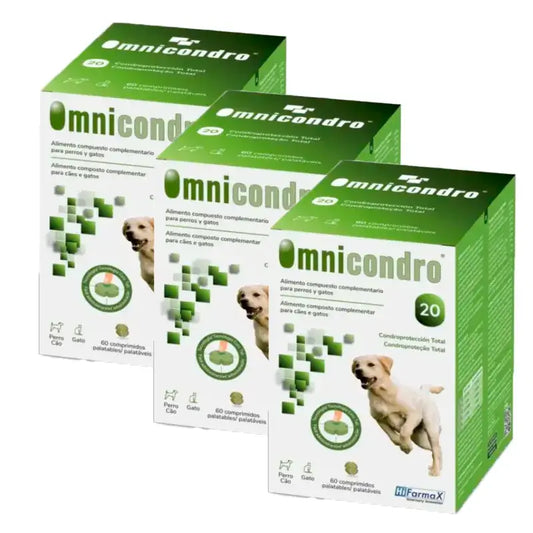 Omnicondro 20 Chondroprotector Cães, Embalagem 3 x 60 Comprimidos