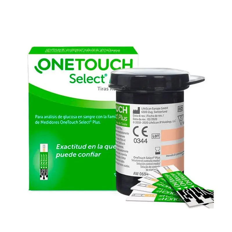Onetouch Select Plus 2 tiras de teste de glicemia 100 unidades