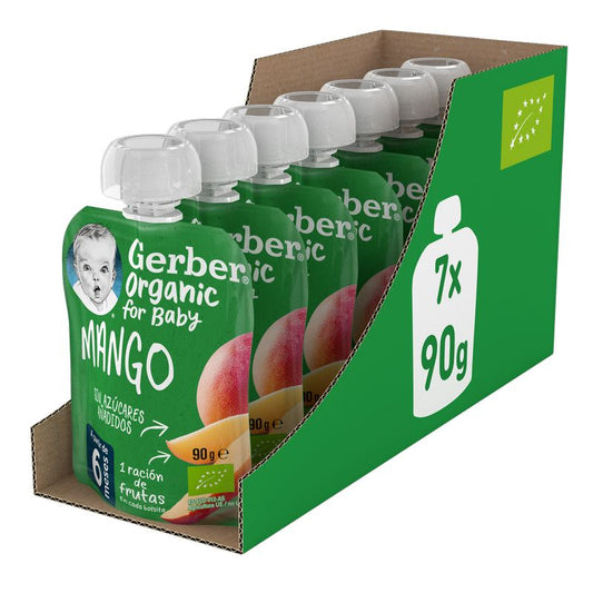 Saquetas Gerber Organic Mango , 90g x 7 unidades