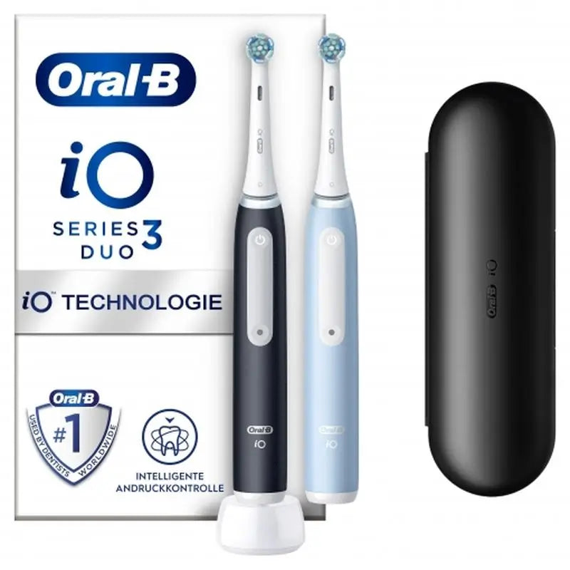 Oral-B Braun Braun iO3s Duplo Escova de dentes eléctrica Preto e azul