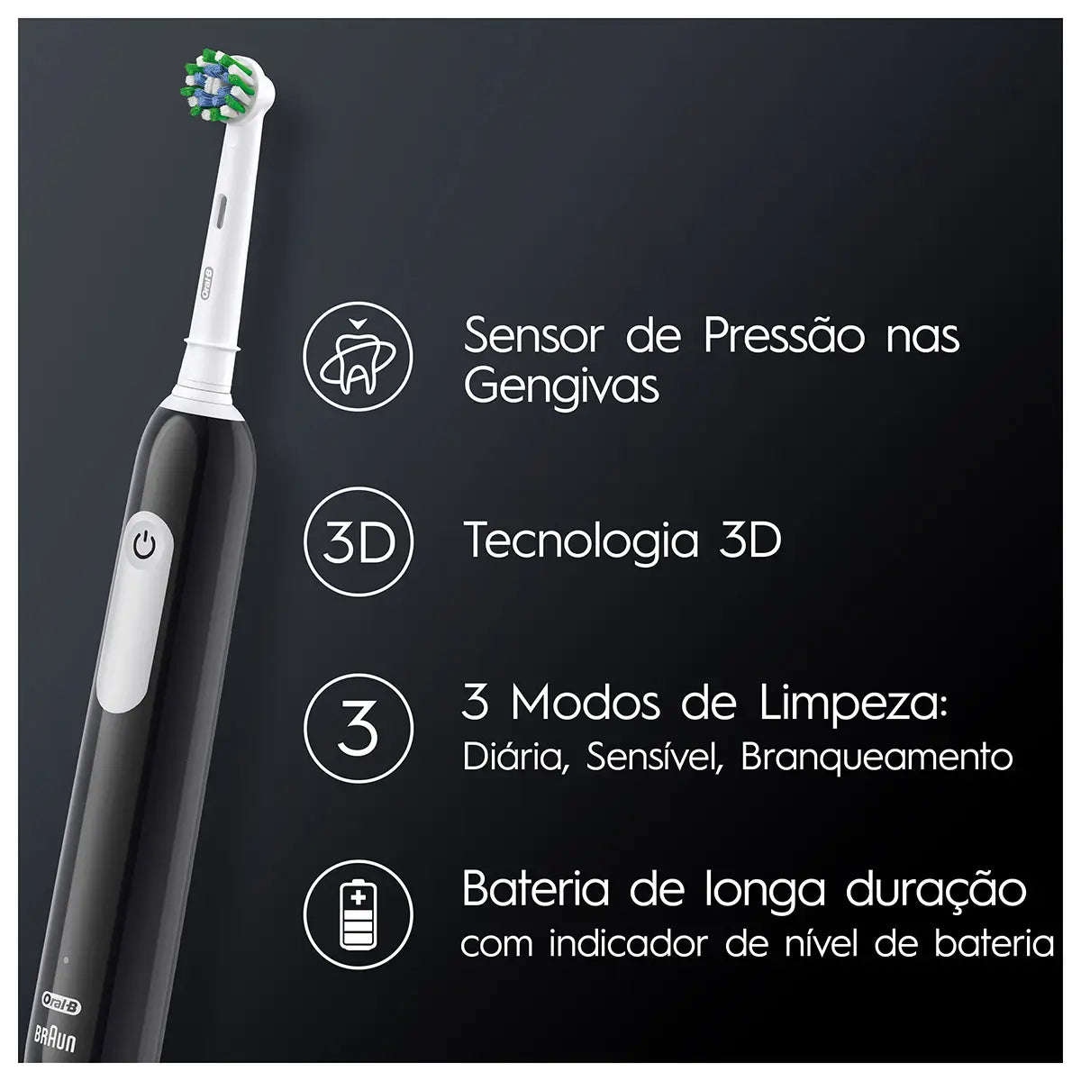 Oral-B Braun Escova de dentes eléctrica Pro 1 Preta