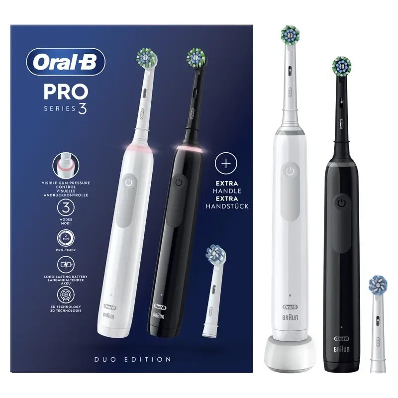 Oral-B Braun Escova de dentes eléctrica Braun Pro 3 Duo Branco/Preto