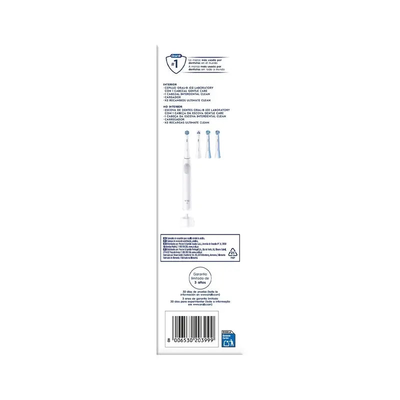 Oral B Braun Escova de dentes eléctrica Io2 White, 2 cabeças de escova, 1 embalagem