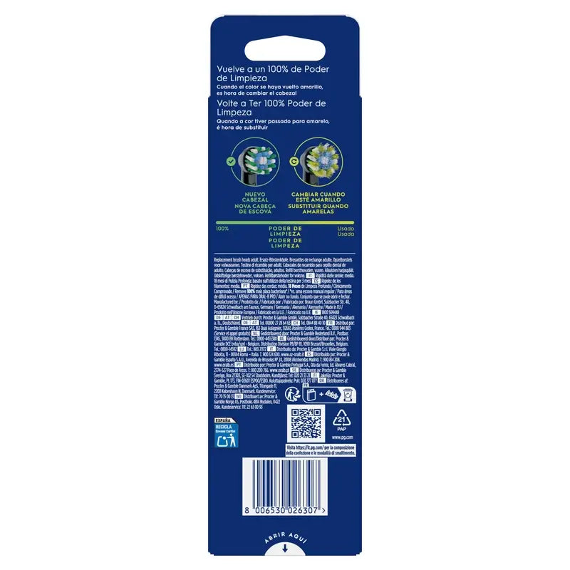 Oral-B Braun Cross Action Refill Preto, 4 peças.