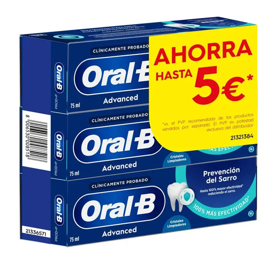 Oral-B Advanced Tartar Prevention Triplicado, 3x75ml