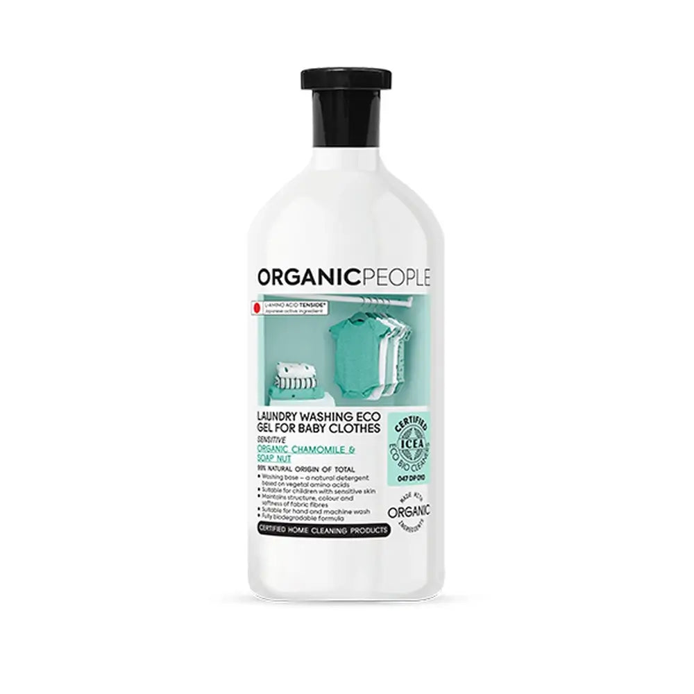 Detergente Líquido para Roupa de Bebé Orgânico da Organic People. Camomila Biológica e Noz de Sabão, 1000 Ml