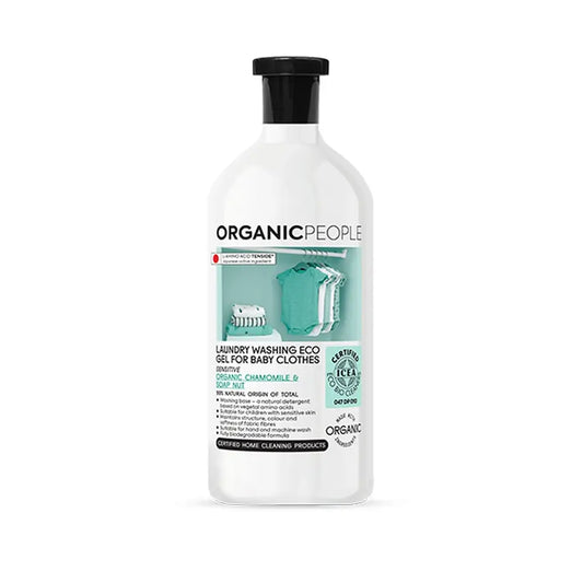 Detergente Líquido para Roupa de Bebé Orgânico da Organic People. Camomila Biológica e Noz de Sabão, 1000 Ml