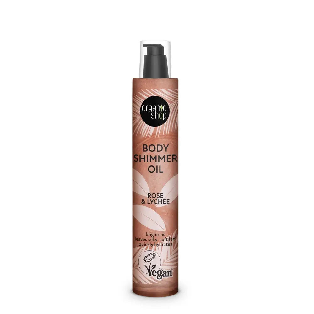 Organic Shop Body Shimmer Óleo de Rosa e Lichia, 100 Ml