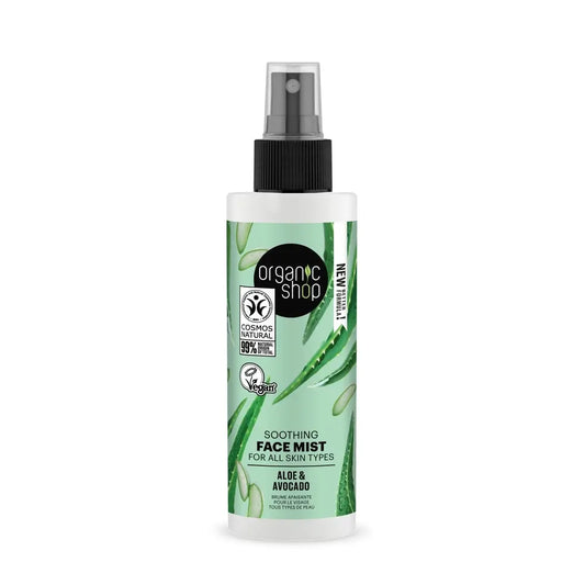 Névoa Facial Suavizante para Todos os Tipos de Pele Abacate e Aloé da Organic Shop, 150 Ml