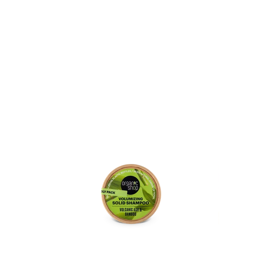 Champô sólido volumizador Organic Shop Cinzas Vulcânicas e Bambu, 60 G