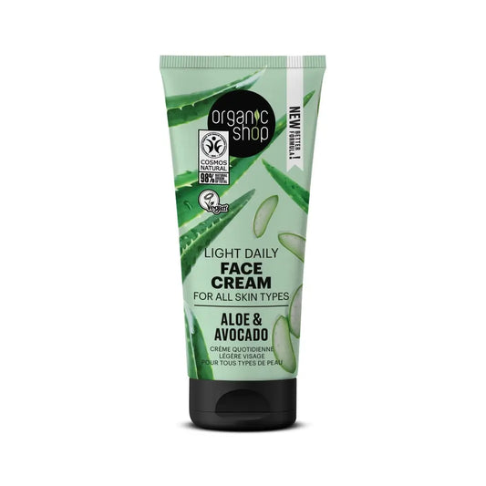 Creme Facial Suavizante para Todos os Tipos de Pele Abacate e Aloé da Organic Shop, 50 Ml