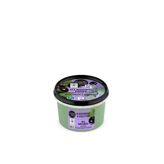 Organic Shop Groselha Preta e Eucalipto Esfoliante Corporal de Açúcar com Efeito Sauna, 250 Ml