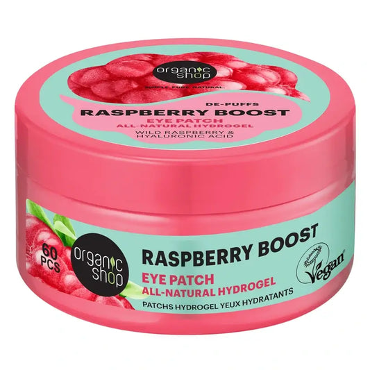Organic Shop Fac Raspberry Boost" Patches de hidrogel anti-inchaço para a zona do contorno dos olhos 60 unidades