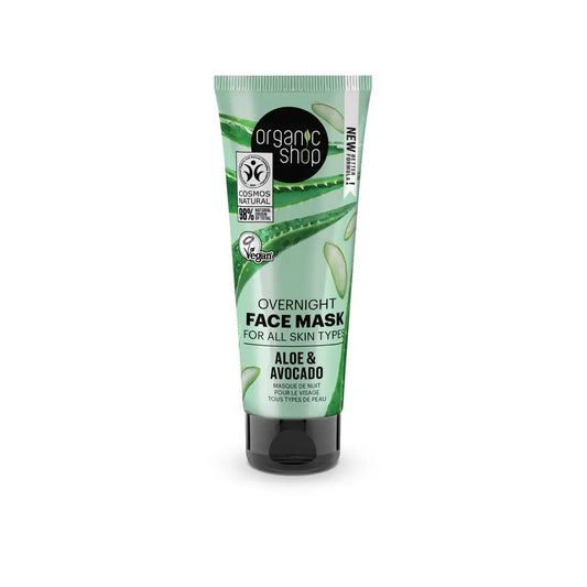 Máscara Facial de Noite para Todos os Tipos de Pele Abacate e Aloé da Organic Shop, 75ml