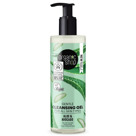 Gel de Limpeza Suave para Todos os Tipos de Pele Abacate e Aloé De Organic Shop, 200 Ml