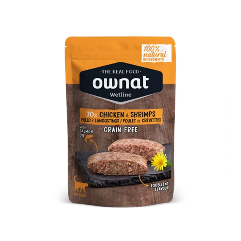 Ownat Wetline Feline Frango e Camarão 12X85Gr