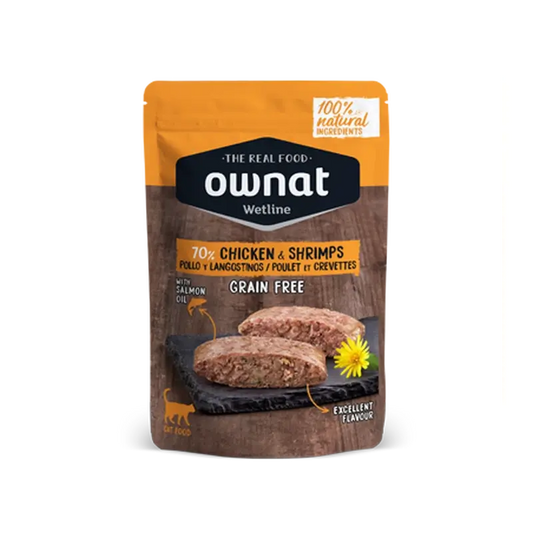 Ownat Wetline Feline Frango e Camarão 12X85Gr