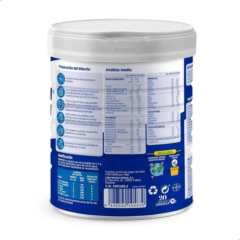 Embalagem 12 X Blemil Plus 1 AE, 800 gramas