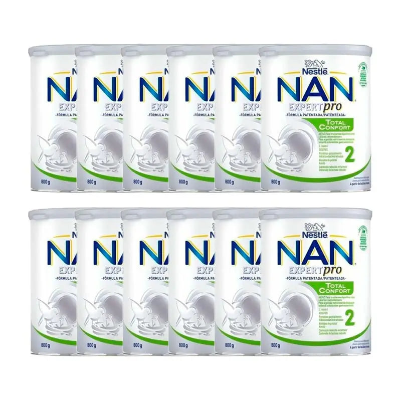 Embalagem 12 X Nan Comfort 2 Leite para bebés, 800 g