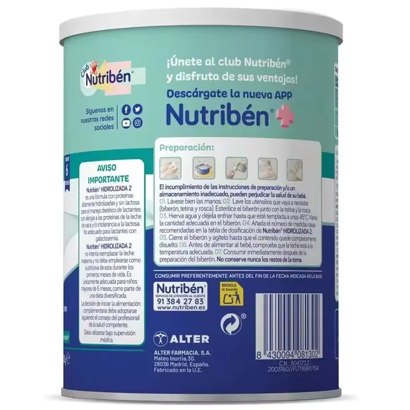 Nutribén Leite Hidrolisado 2 Continuação, 2 X 400 g