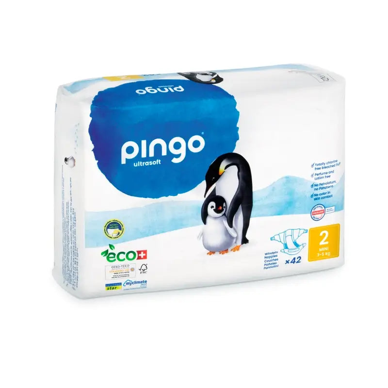 Fralda ecológica Pingo tamanho 2 Mini, embalagem 2 X 42 unidades.