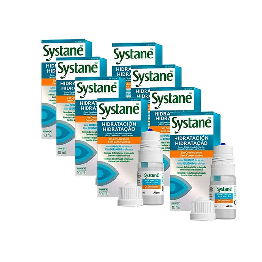 Systane Daily Moisturising Eye Drops, embalagem de 8 x 10 ml