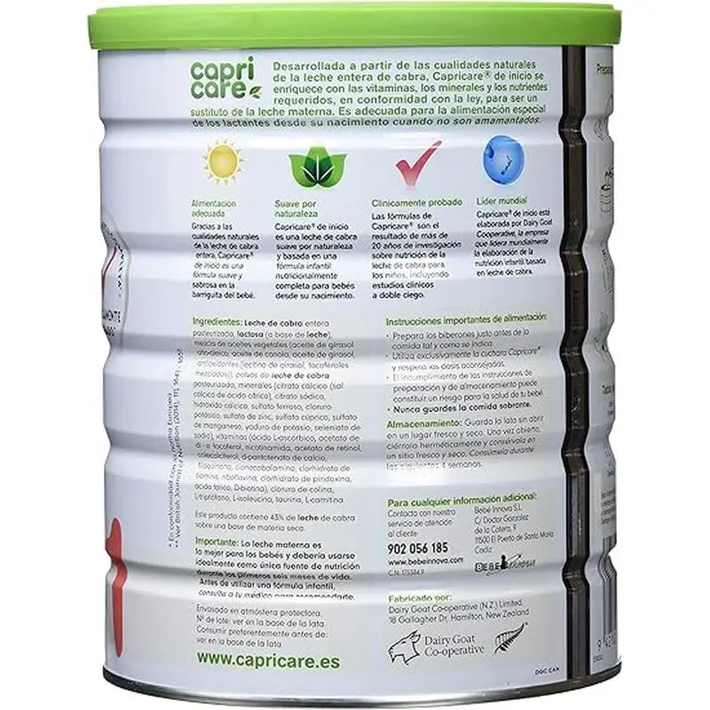 Leite para bebés Capricare 1, embalagem de 4 x 800g