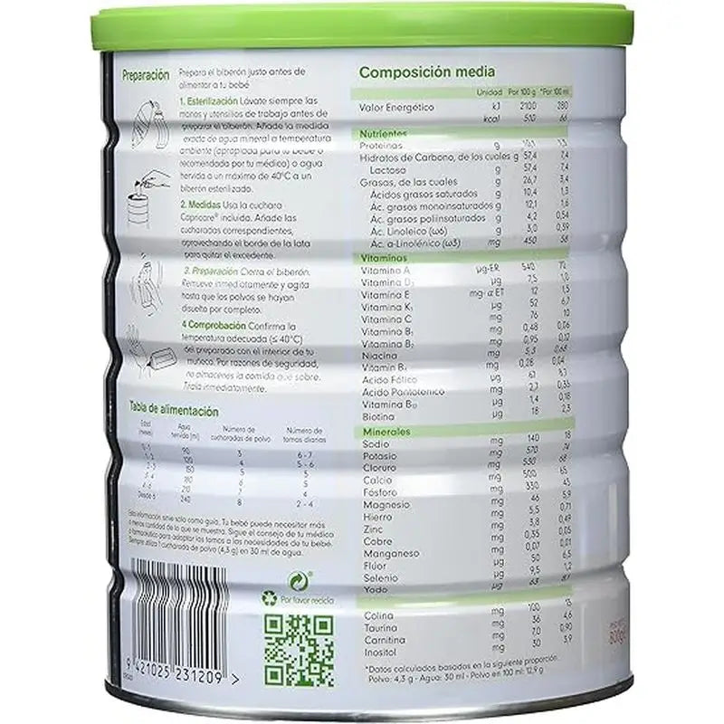 Leite para bebés Capricare 1, embalagem de 4 x 800g