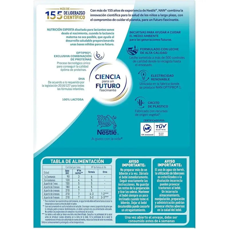 Leite inicial Nestlé Nan Optipro 1, 4X1200 g