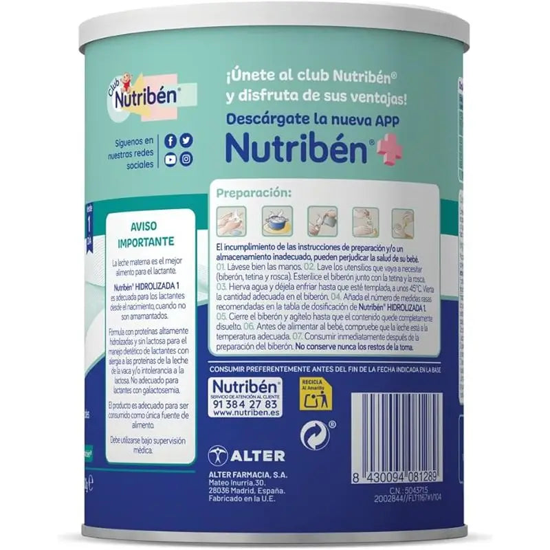 Nutribén Leite Hidrolisado 1, 4 X 400 g